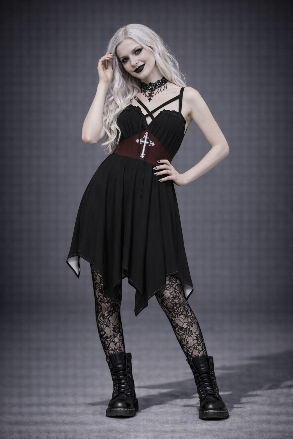 Gotycka Sukienka Mini Dark Victorian Cross | Victorian Gothic Princess