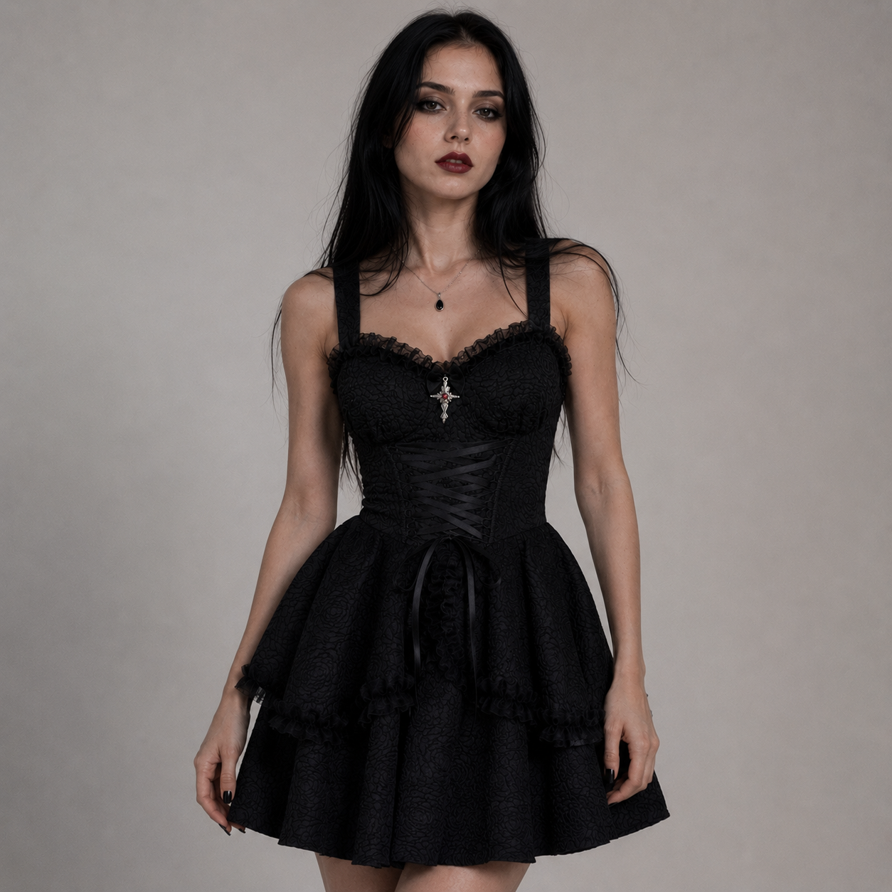 Gotycka Sukienka Mini Victorian Gothic | Raven Duchess | Romantic Goth Dress