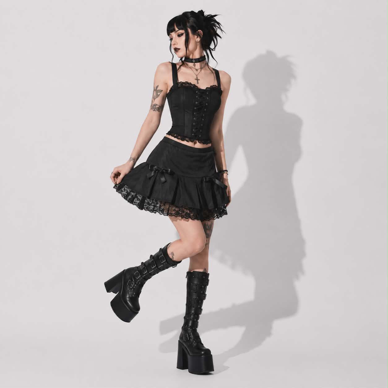 Gotycka Spódnica Midnight Lace | Romantic Gothic Mini Skirt