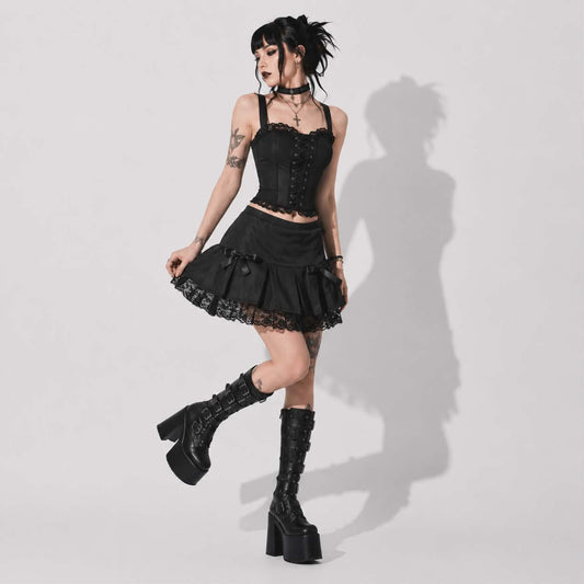 Gotycka Spódnica Midnight Lace | Romantic Gothic Mini Skirt