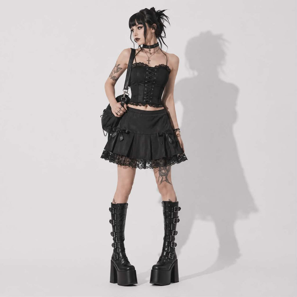Gotycka Spódnica Midnight Lace | Romantic Gothic Mini Skirt