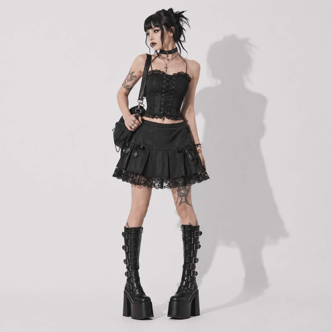 Gotycka Spódnica Midnight Lace | Romantic Gothic Mini Skirt