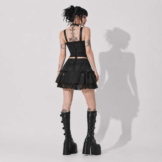 Gotycka Spódnica Midnight Lace | Romantic Gothic Mini Skirt