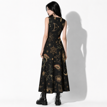 Women’s Whimsigoth Maxi Dress | Moonlit Ritual Garden – Cotton Witchcore & Mystic Forest Dress