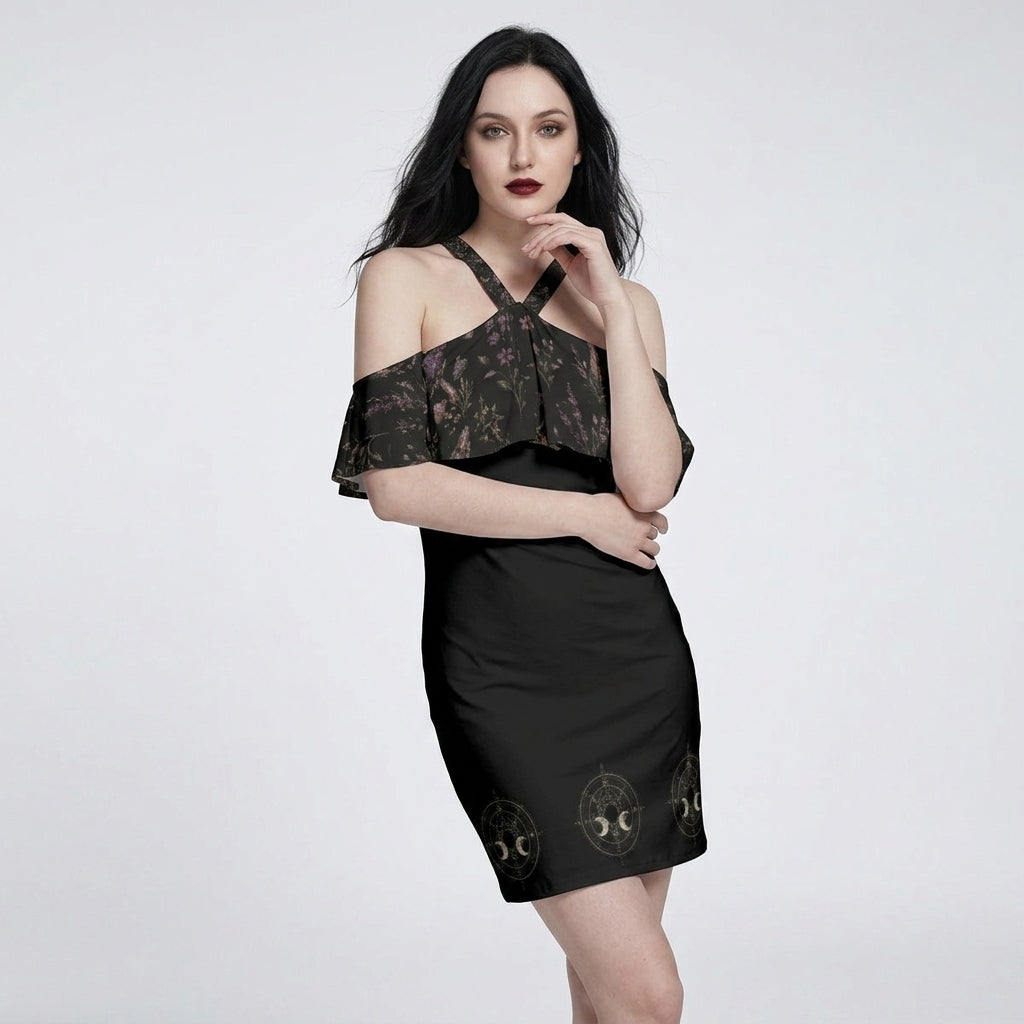 Sukienka Mini Whimsygoth Off-Shoulder | Wiccan Moon Garden