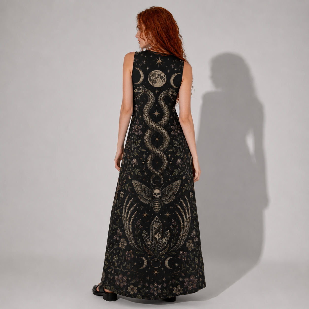 Sukienka Wicca Maxi z Kieszeniami – Witchcore Summer Dress 100% Bawełna | Whimsigoth |