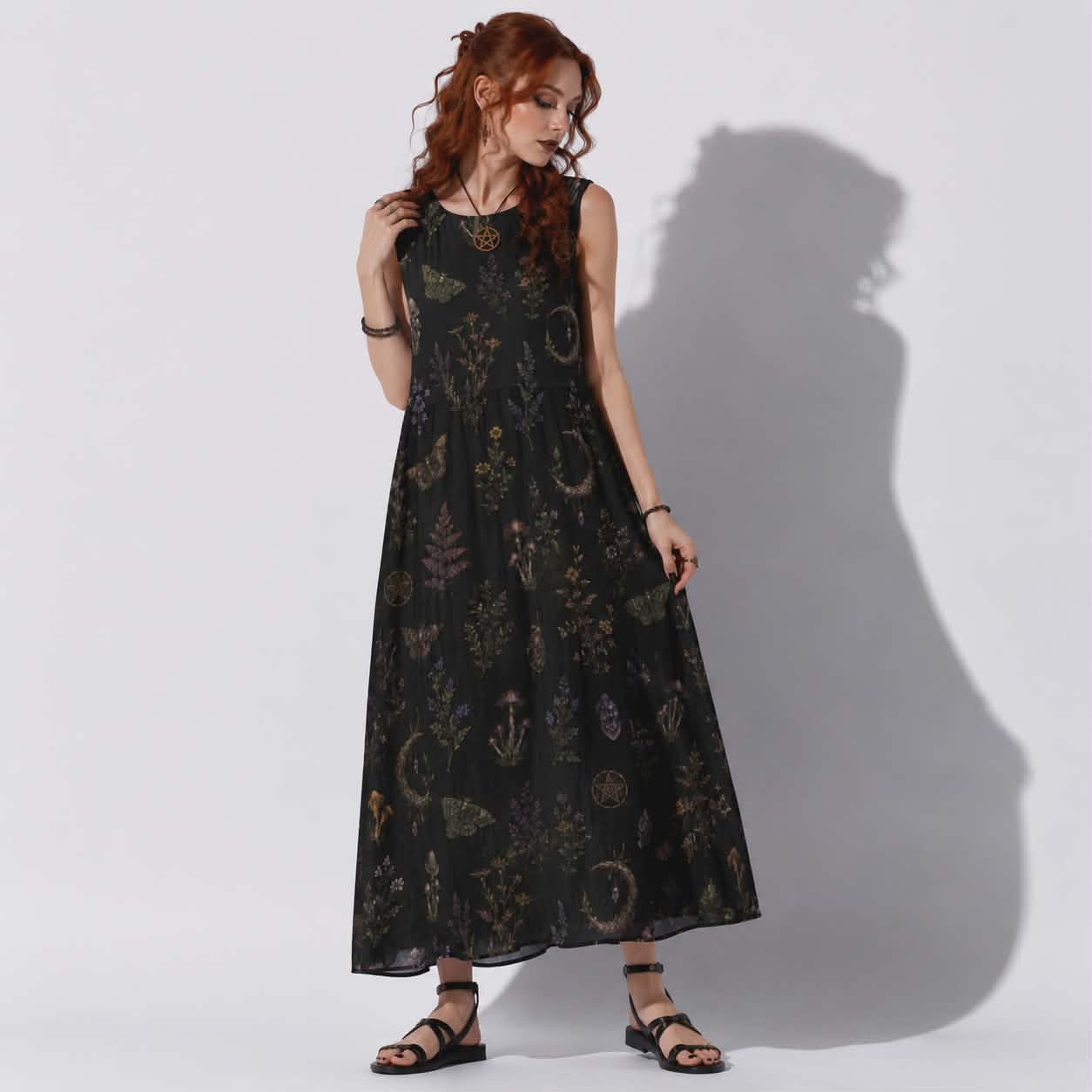 Sukienka Witchmoon Slavic Ritual | Gothic Witchcore Cotton Maxi Dress