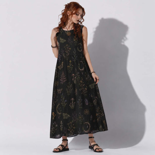 Sukienka Witchmoon Slavic Ritual | Gothic Witchcore Cotton Maxi Dress