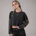 Gotycki Crop Top z Długim Rękawem Forest Rot Moth | Witchcore Wicca | 100% Bawełna