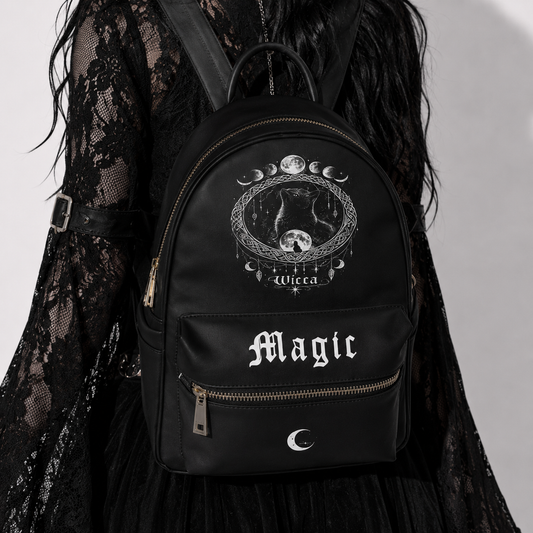 Gotycki Plecak Wicca Magic – Czarny Gothic Backpack Witchcore Moon | Dark Aesthetic Bag