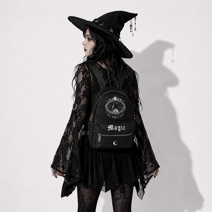 Gotycki Plecak Wicca Magic – Czarny Gothic Backpack Witchcore Moon | Dark Aesthetic Bag