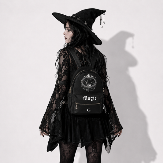 Gotycki Plecak Wicca Magic – Czarny Gothic Backpack Witchcore Moon | Dark Aesthetic Bag