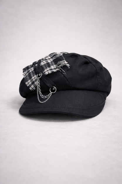 Grunge Rebel Hats Black & White Tartan