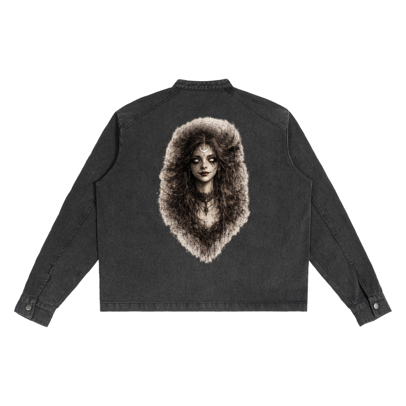 Gothic Black Denim Jacket| Wicca Dark Lady