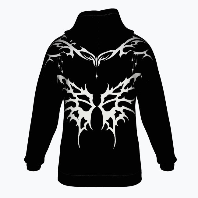 Gotycka Bluza Oversize Premium AOP | Black Cathedral – Devil Wings Ascension Hoodie 280 GSM