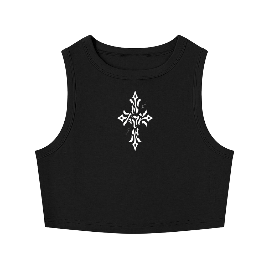 Gotycki Crop Top Krzyż Sacral | Gothic Sleeveless Crop Top | Dark Essential