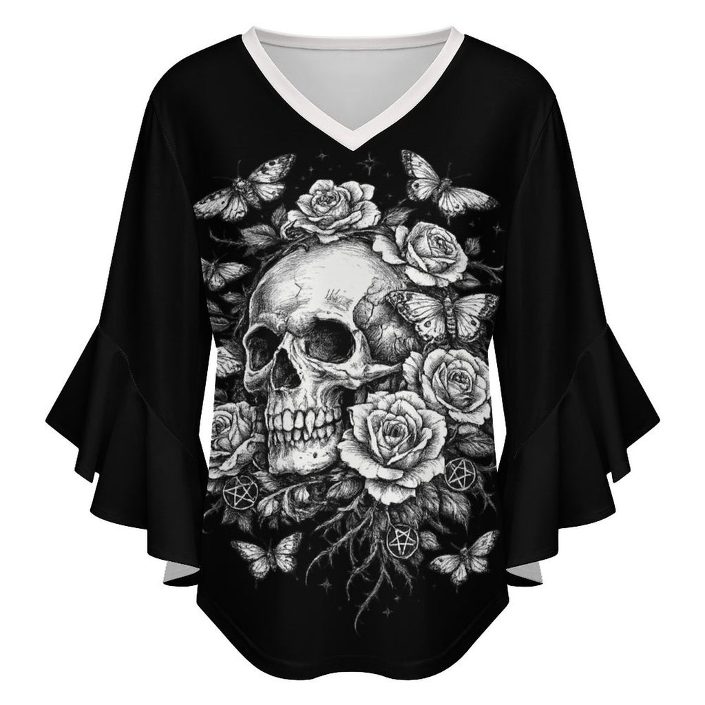 Damska Gotycka Bluzka z Falbanami | Garden of Death Gothic Blouse