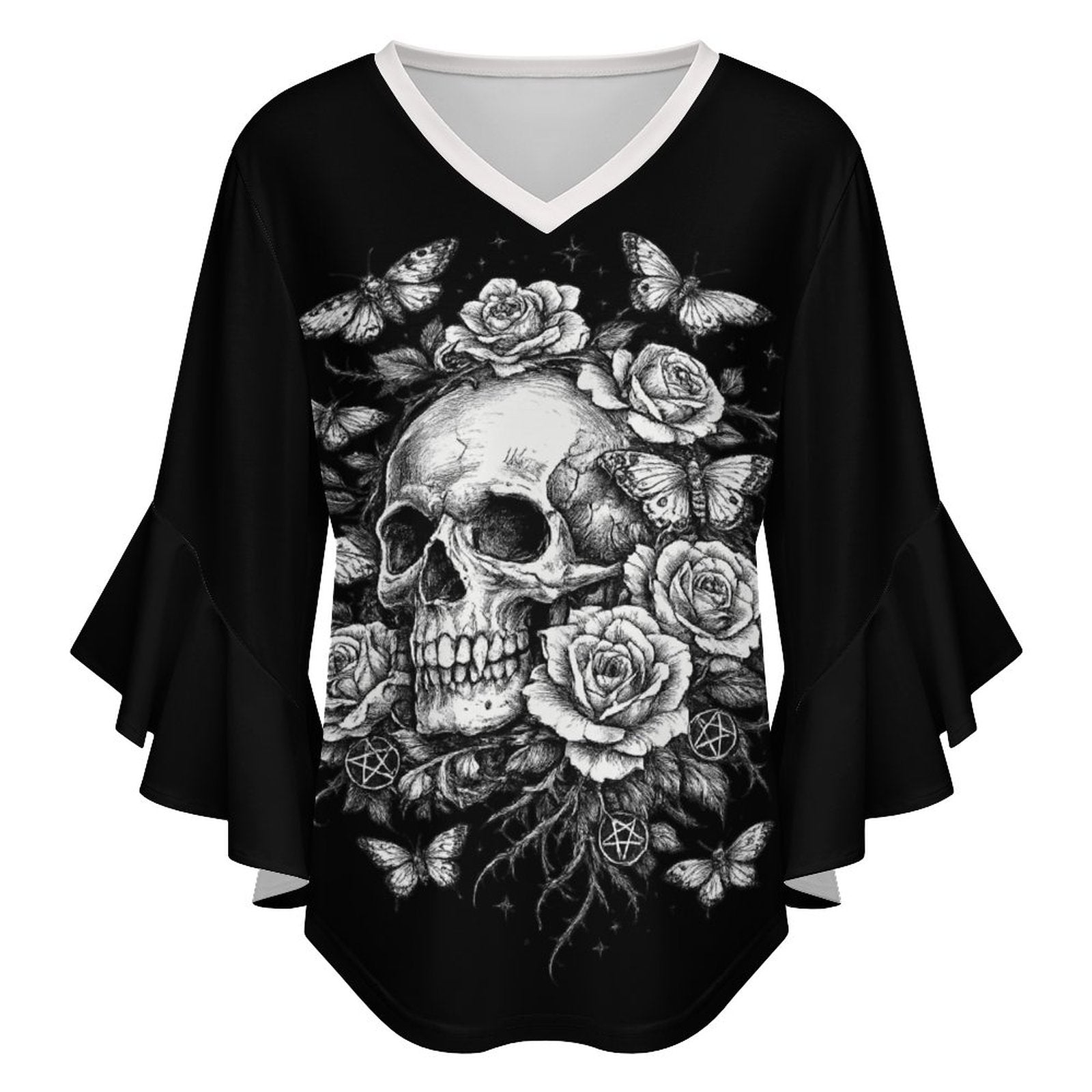 Damska Gotycka Bluzka z Falbanami | Garden of Death Gothic Blouse