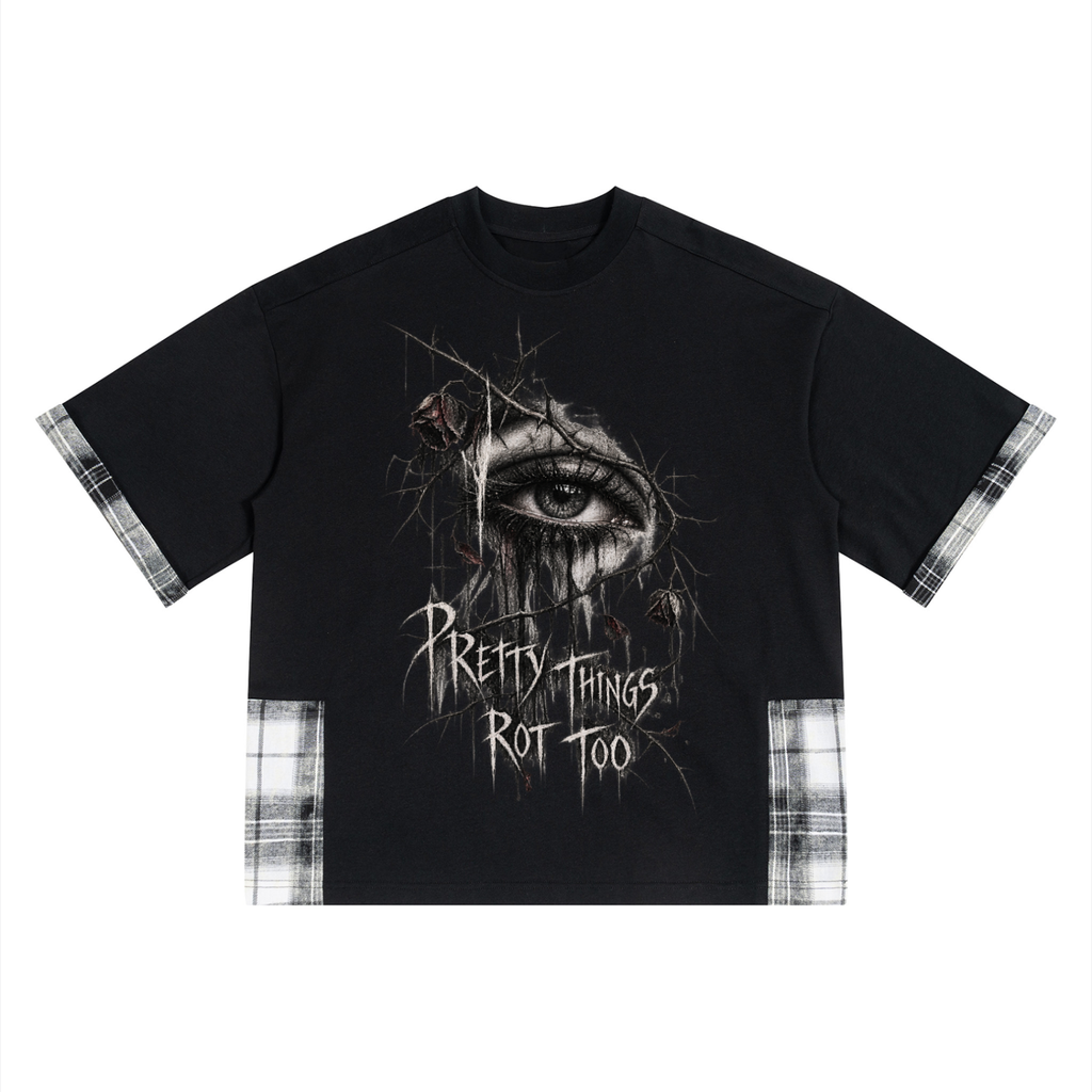 Koszulka Grunge Goth Unisex z Kratą | Pretty Things Rot Too | Gothic Streetwear