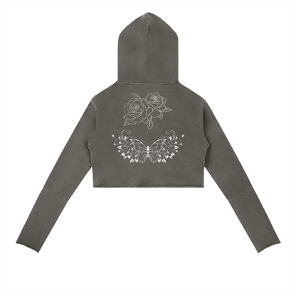 Gotycka Damska Bluza Crop | Gothic Ezoteric Tattoo Hoodie