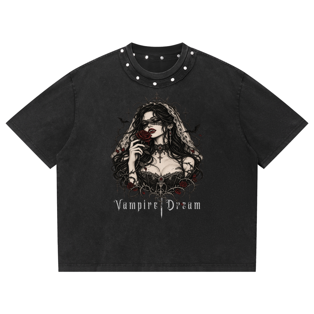 Gotycka Koszulka Unisex z Ćwiekami Vampire Dream | Heavy Cotton 285 GSM