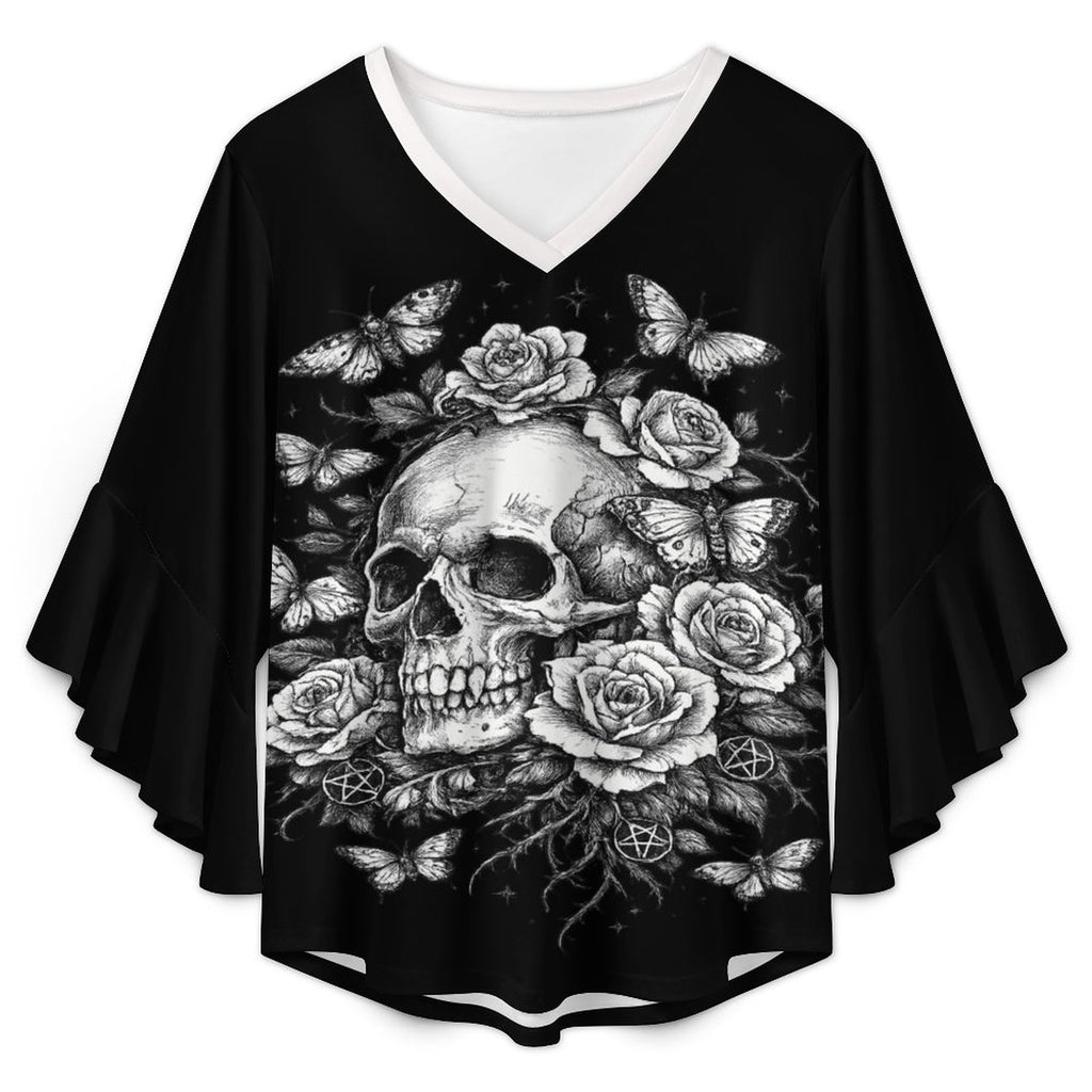 Damska Gotycka Bluzka z Falbanami | Garden of Death Gothic Blouse
