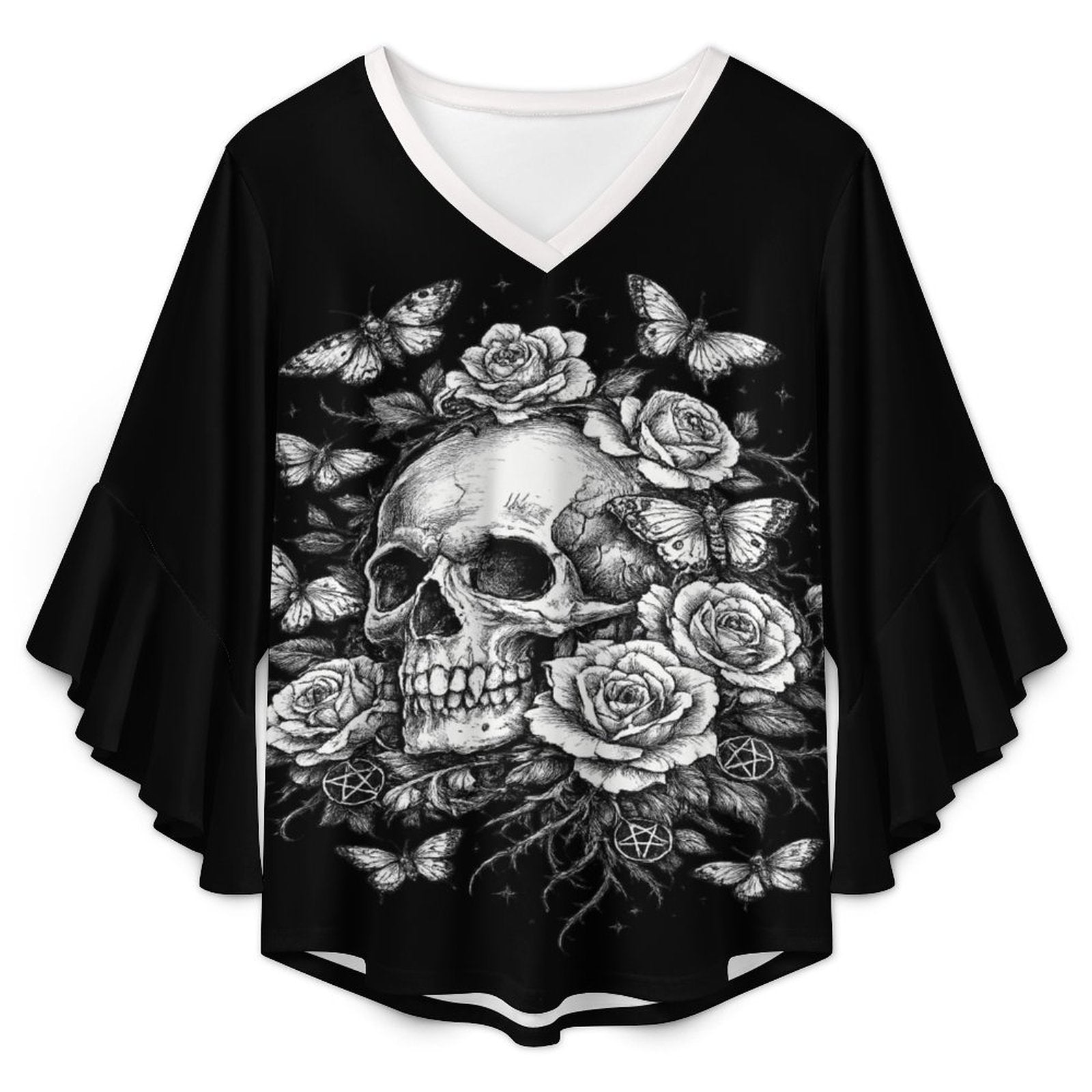 Damska Gotycka Bluzka z Falbanami | Garden of Death Gothic Blouse