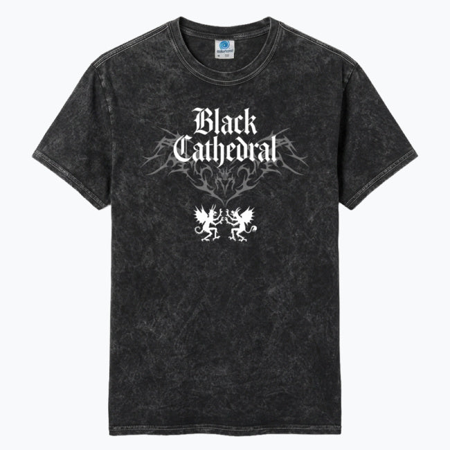 Gotycka Koszulka Vintage Washed | Black Cathedral Devil Crest | Gothic Darkwear T-Shirt 100% Bawełna