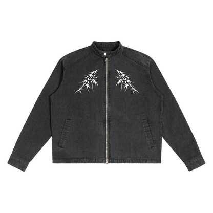 Czarna Gotycka Kurtka Denimowa Ezoteric Gothic Skull