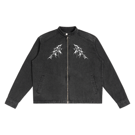 Czarna Gotycka Kurtka Denimowa Ezoteric Gothic Skull