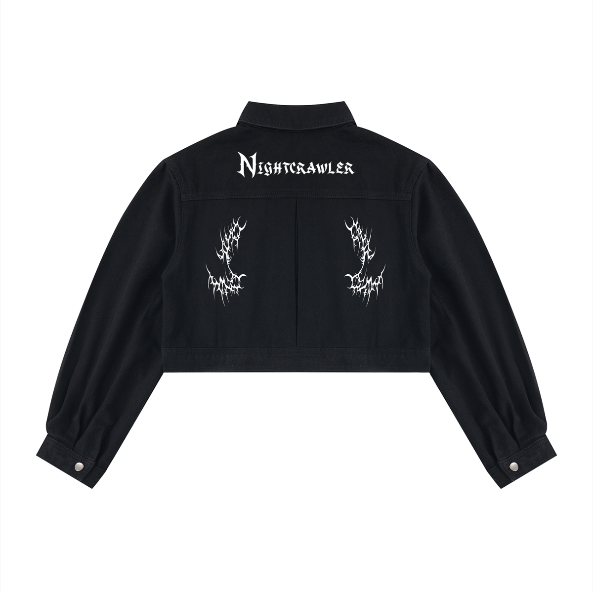 Damska Kurtka Jeansowa Gothic Crop – NIGHTCRAWLER | 100% Bawełna 420 GSM