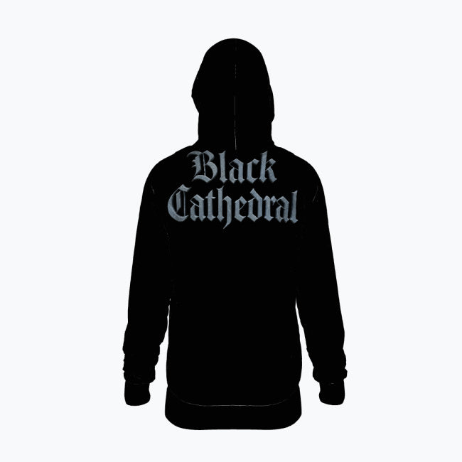 Gotycka Bluza Premium Full Print | Black Cathedral – Gray Silence Tombstone Hoodie 280 GSM