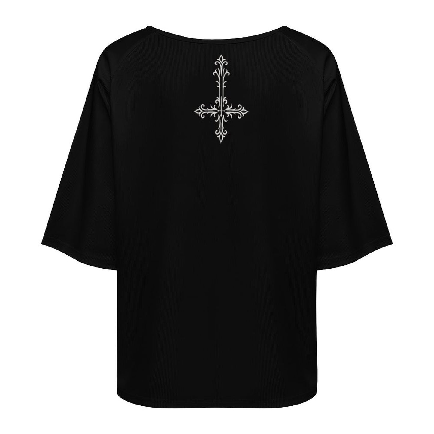 Gotycka Koszulka Damska Dark Angel | Occult Fallen Angel Loose Fit | Gothic Boat Neck Top 3/4 Sleeve