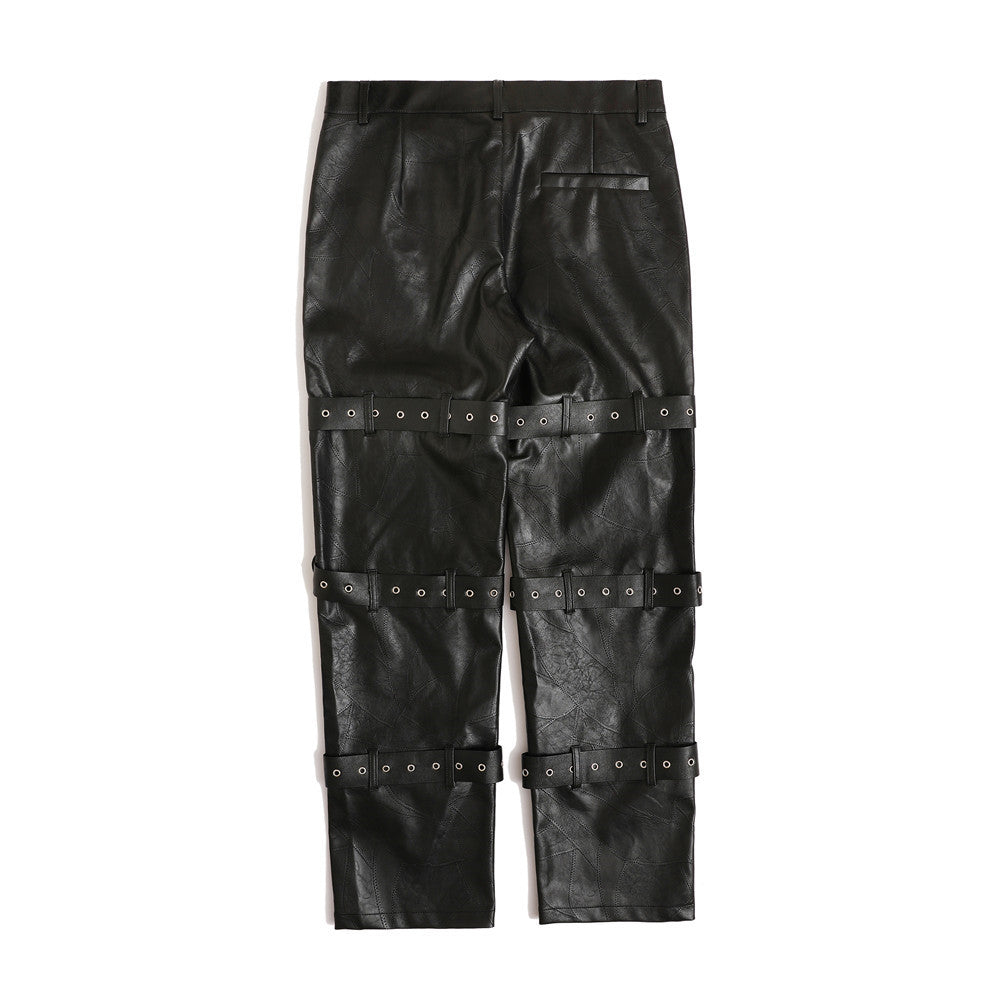 Black Metalowe Spodnie z PU - Dark Rebel Leather