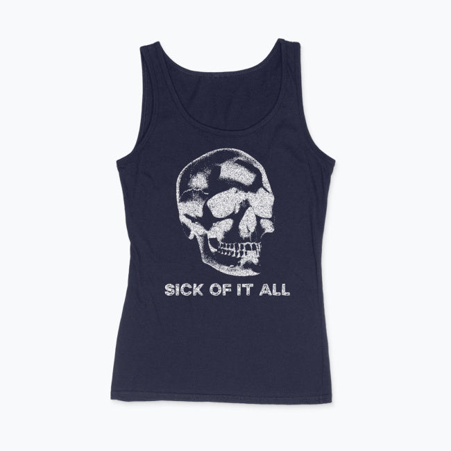 Punkowy Tank Top Damski z Czaszką – SICK OF IT ALL | 100% Bawełna
