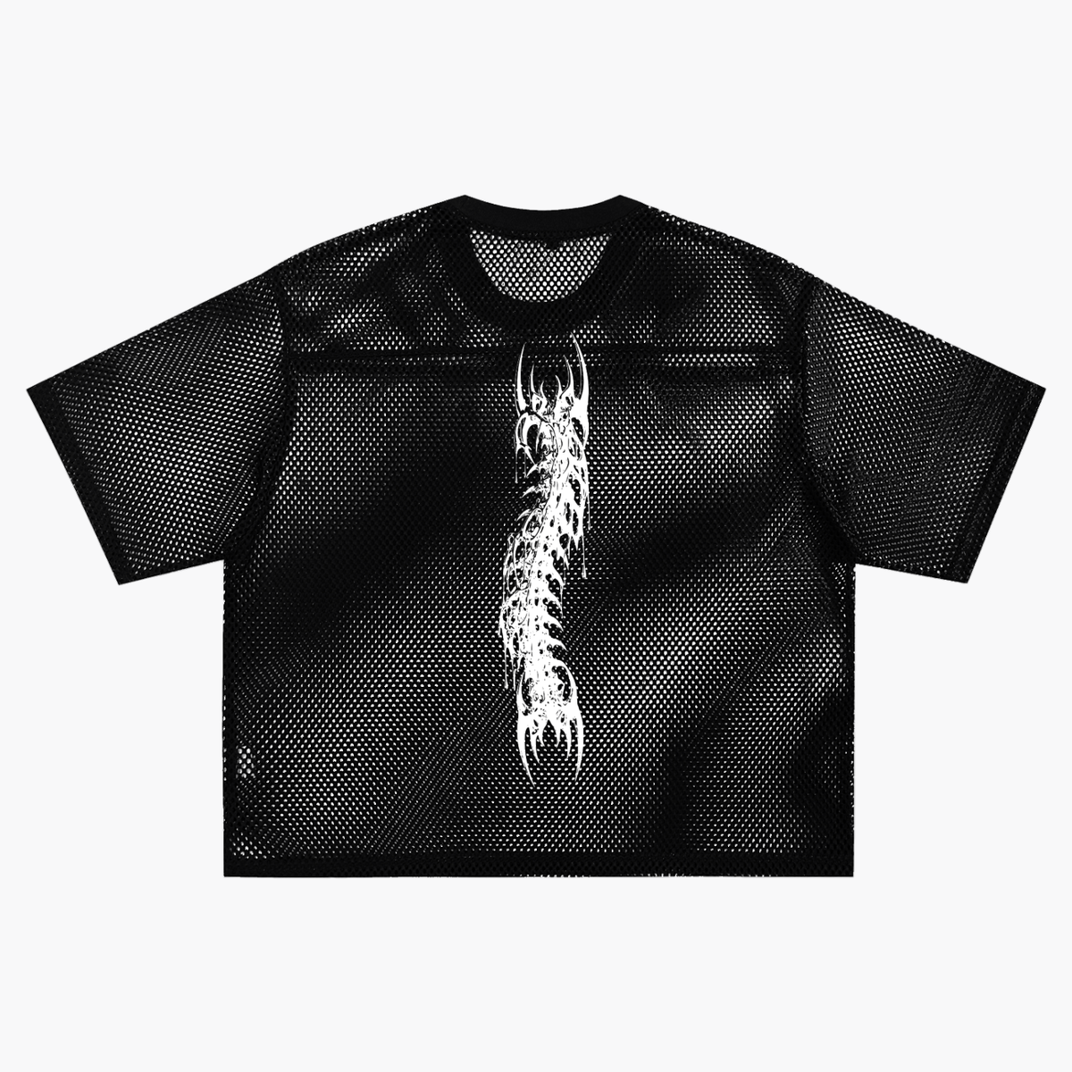 Gotycka Koszulka Mesh Oversize | Demoncore Black – 260 GSM