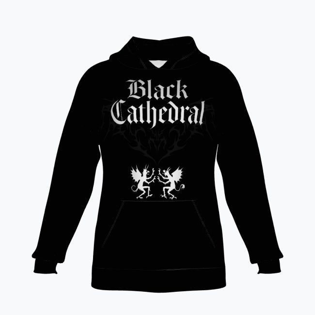 Gotycka Bluza Oversize Premium AOP | Black Cathedral – Devil Wings Ascension Hoodie 280 GSM