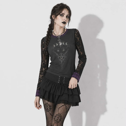 Bluzka Gothic Moon Ritual | Witchcore Lace Top