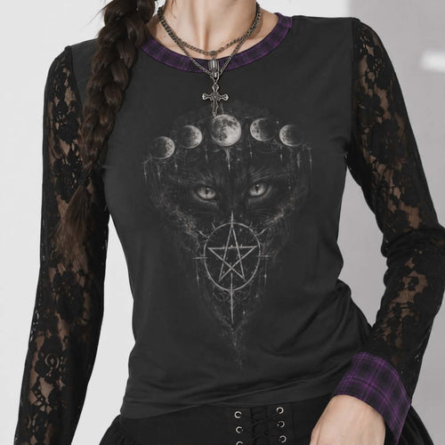 Bluzka Gothic Moon Ritual | Witchcore Lace Top