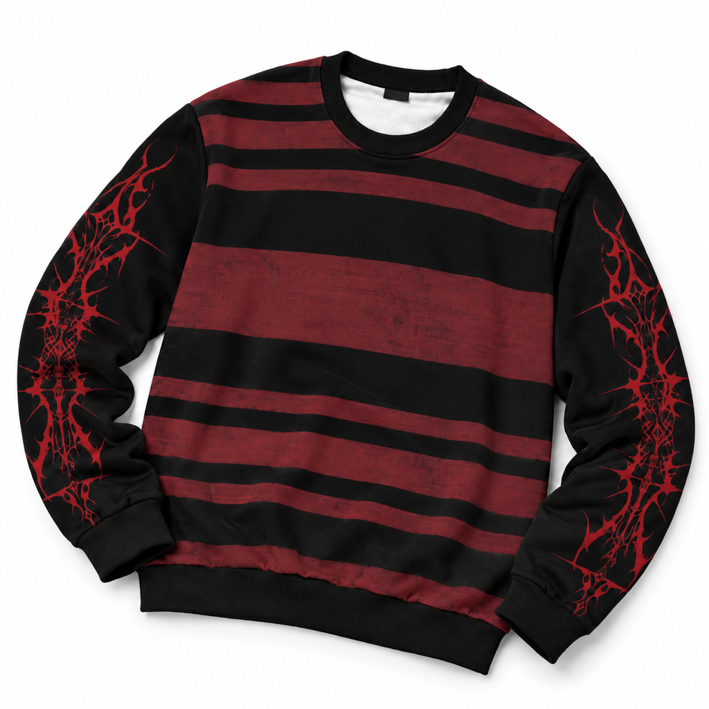 Bluza Gotycka Grunge w Pasy | Evil Stripes | 100% Bawełna 310 GSM