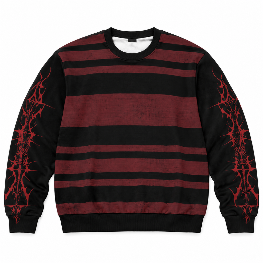 Bluza Gotycka Grunge w Pasy | Evil Stripes | 100% Bawełna 310 GSM