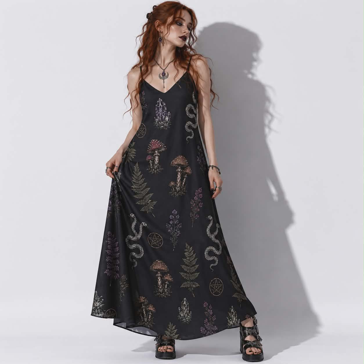 Sukienka Witchwood Ritual | Gothic Witchcore Maxi Dress