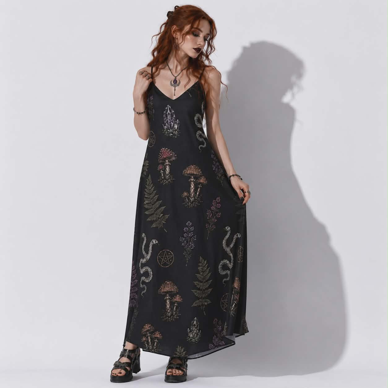 Sukienka Witchwood Ritual | Gothic Witchcore Maxi Dress